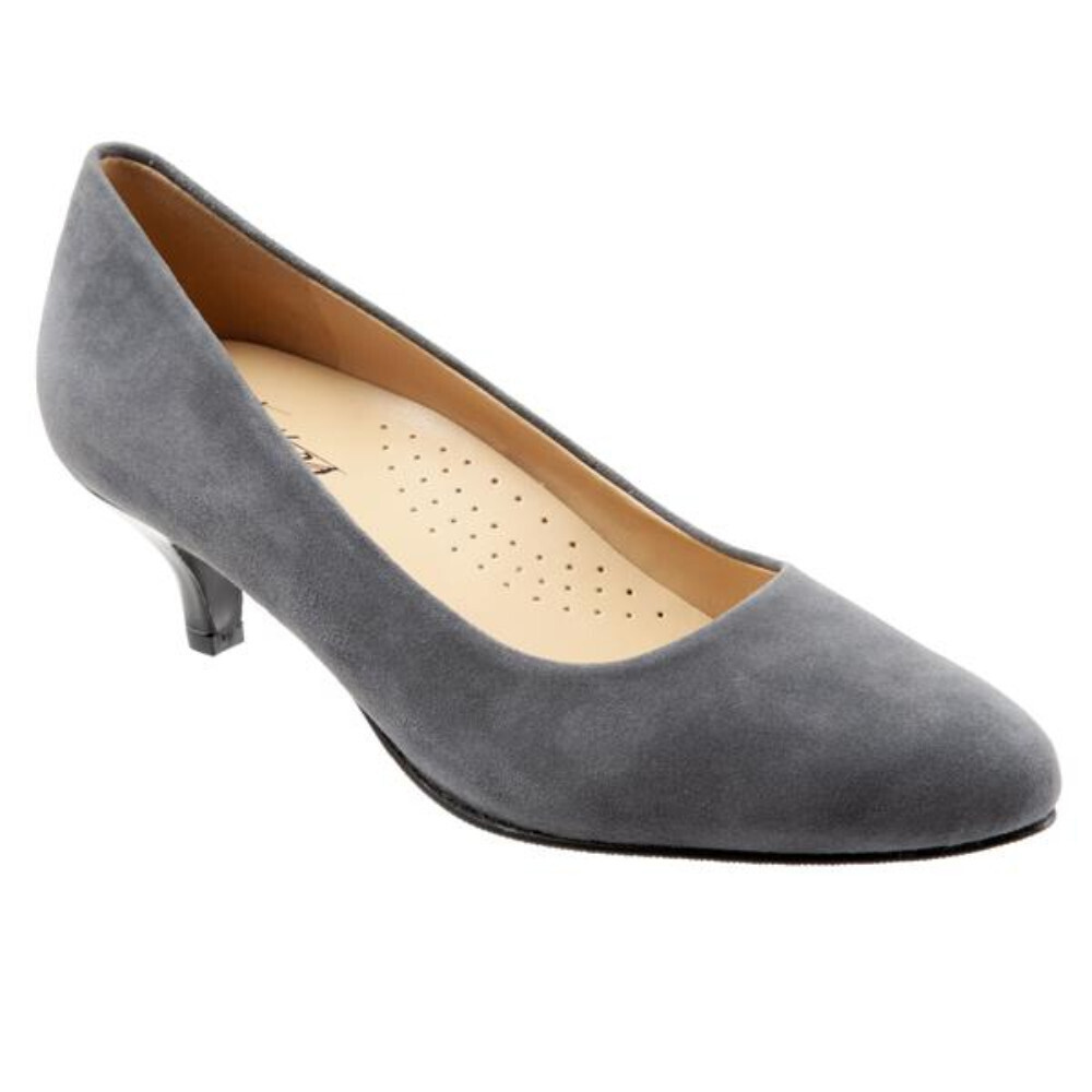 Trotters Kiera Pumps Women's US 6.5 Dark Gray Suede Slip On Kitten Heel GAL67